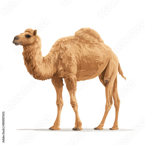 Dromedary, 2D flat vector illustration in icon style, isolated on a white background
