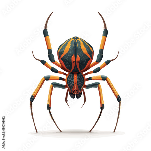 Flat 2D Halloween Spider vector illustration, icon graphic on white background