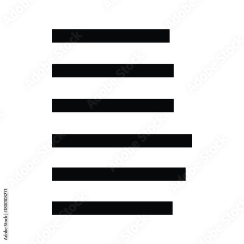 Black icon representing text alignment with multiple horizontal lines, isolated on