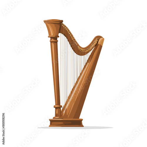 Minimal 2D flat vector of a Harp, icon-style illustration on a white background