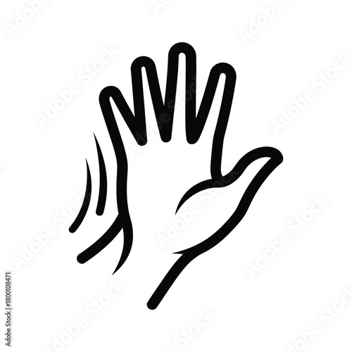 Hand gesture open palm raised up isolated on