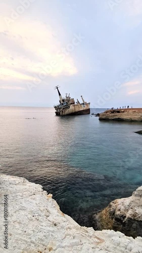 Cyprus, The Edro III Shipwreck, November 10, 2025: panoramic view of the Mediterranean Sea and coastal cliffs
