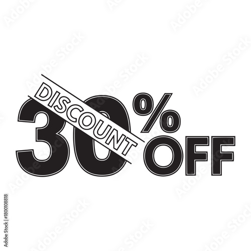 Thirty percent off sale marketing sticker for online promotions