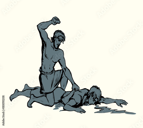 Cain and Abel. Vector drawing