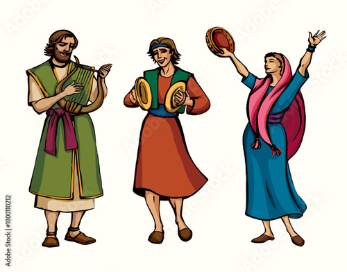 The ancient people are having fun. Vector drawing