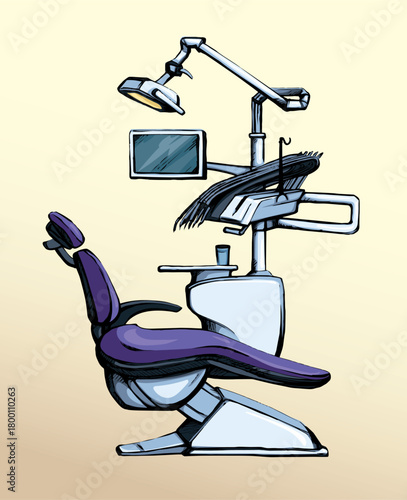 Stogmatology chair and accessories. Vector drawing