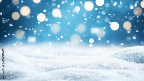 Wallpaper Mural Falling snow on a winter landscape. Magical Christmas background with glowing bokeh lights. Festive holiday season concept Torontodigital.ca