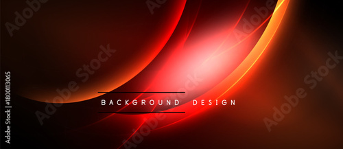 Abstract red design. Smooth curves, glowing lines create dynamic visual effect. Dark background enhances vibrant color contrast.