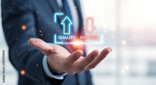 Wallpaper Mural Quality improvement and reduction concept displayed above an open hand Torontodigital.ca