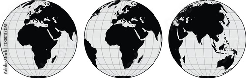 Global Perspectives Three Views of Earth Showcasing Continents and Oceans