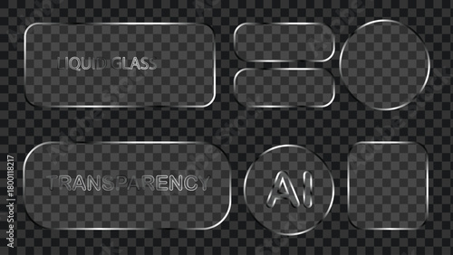 Modern transparent glass ui elements with sleek silver borders