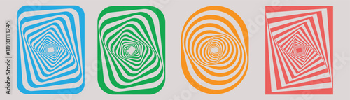 Vibrant abstract optical illusion pattern shapes collection