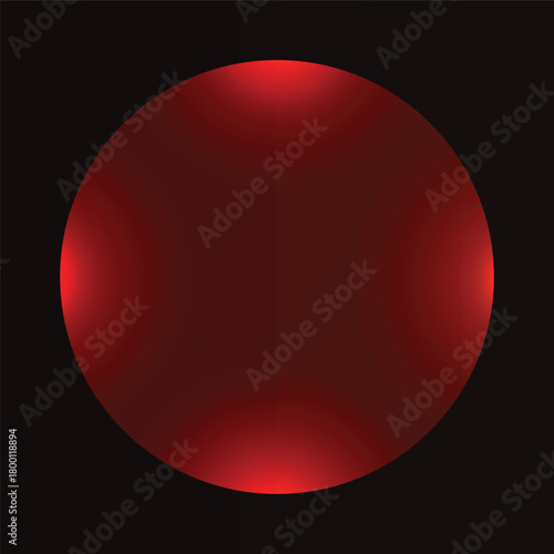 Red glowing sphere with subtle light reflections on clear space