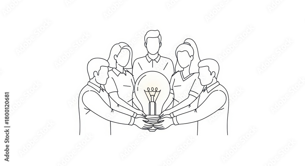 Fototapeta premium Collaborative innovation showcasing diverse team uniting around idea and creativity