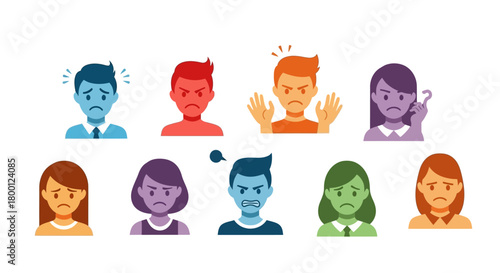 Collection of Emoji Illustrations Representing Various Emotional Expressions and Feelings