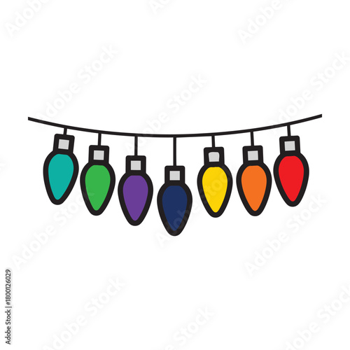 Colorful cartoon holiday lights string decoration illustration