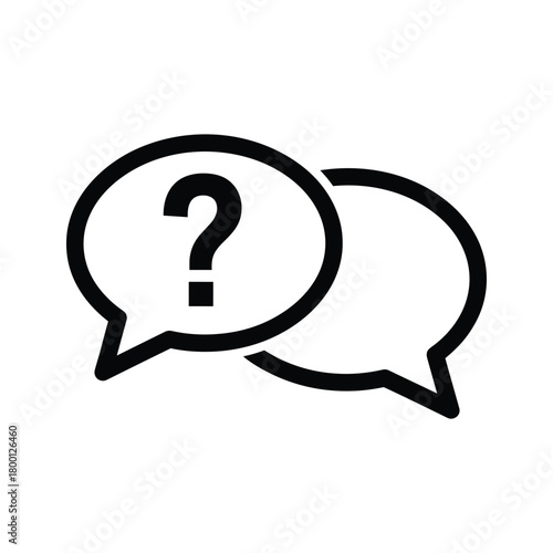 Speech bubble icon with a question mark inside isolated on