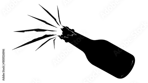 Vector illustration of black exploding bottle icon isolated on transparent background 
