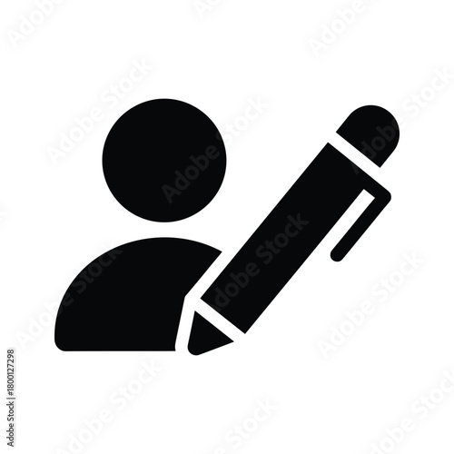 Silhouette of a person holding a pen, isolated on