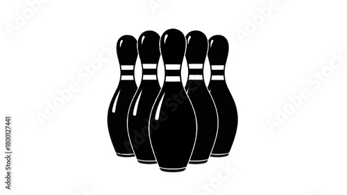 Vector illustration of bowling pins arranged for a strike, isolated on transparent background 