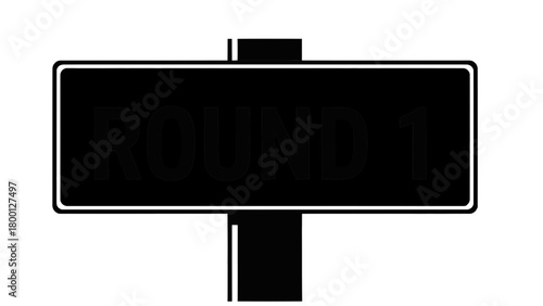 Vector illustration of black and white signpost with text round 1 isolated on transparent background 