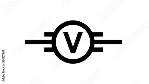 Vector illustration of black silhouette of a voltage meter symbol isolated on transparent background 