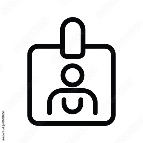 A black and white icon of an id card with a person silhouette isolated on