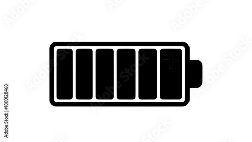 Vector illustration of battery icon showing full charge, isolated on transparent background 