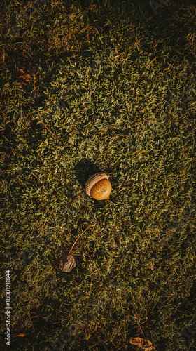 Acorn on green grass