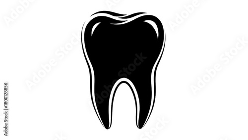 Vector illustration of black silhouette of a healthy tooth isolated on transparent background