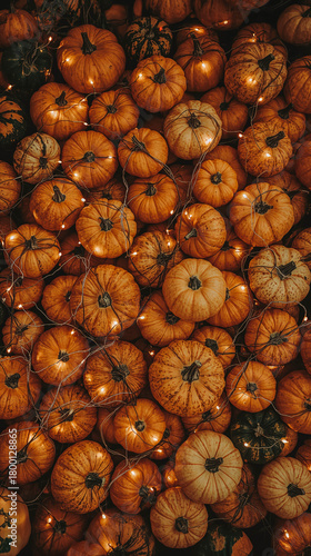 Autumn pumpkins with fairy lights