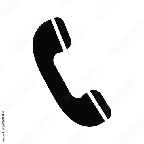 Black silhouette icon of a classic telephone handset, isolated on