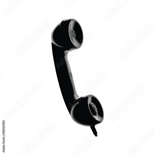 Vintage telephone handset, retro communication device, isolated on