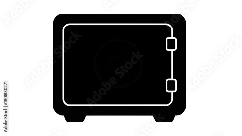 Vector illustration of black icon of a safe with a combination lock, isolated on transparent background 