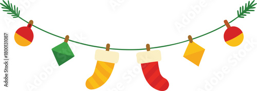 vector art of christmas garland on isolated background