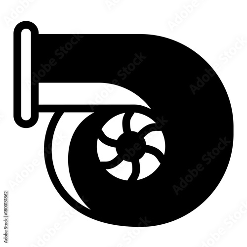 Car air blower with fan solid icon, car parts concept. Vector graphics. Turbine sign on white background, style icon mobile or web design.
