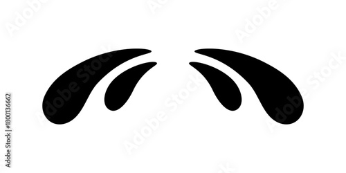 Black tears splash. Cartoon liquid drops in curved motion for abstract decoration and design