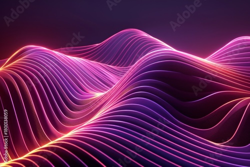 Experience the elegance of a wave of glowing lines, small particles flowing seamlessly in an abstract design. Neural network ai generated art