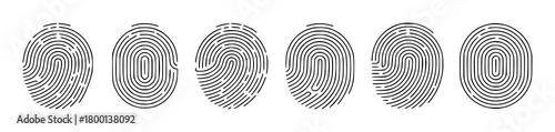 Collection of Six Stylized Fingerprint Icons