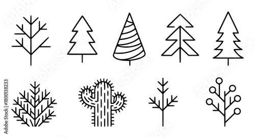 Collection of Stylized Tree and Plant Icons