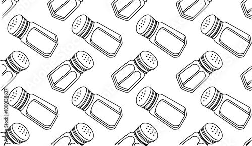 Seamless Pattern of Black and White Salt and Pepper Shakers
