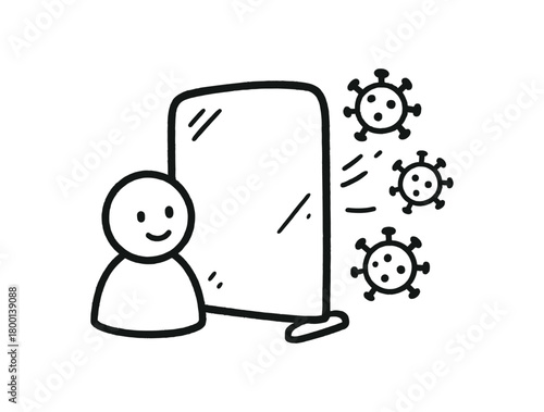 handdrawn cute doodle style hygienic protection barrier icon vector line illustration