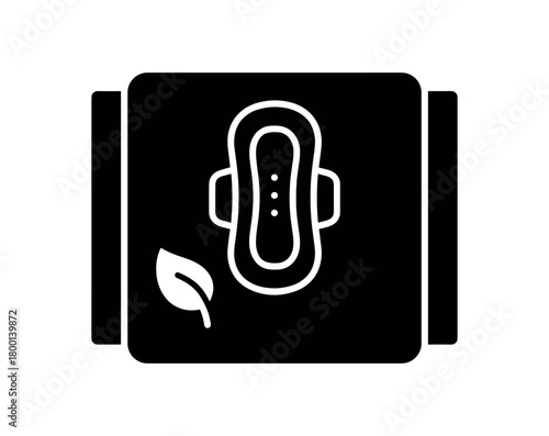 eco sanitary pad package flat black solid vector illustration isolated on white background