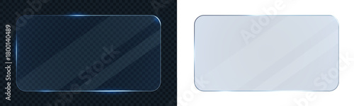 Futuristic holographic interface frame. Modern tech UI element. Technology sci-fi panel, glowing blue border virtual screen with reflections for digital dashboards