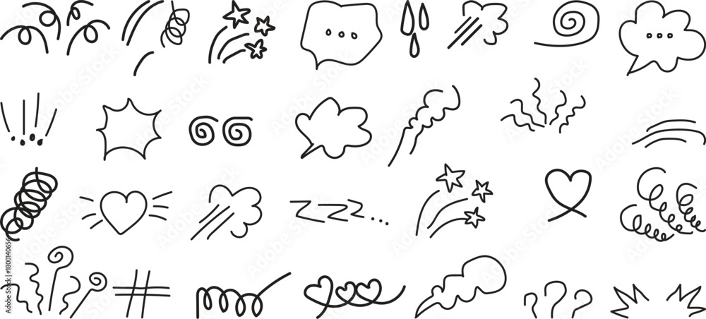 Naklejka premium Handdrawn doodles of comic book effects