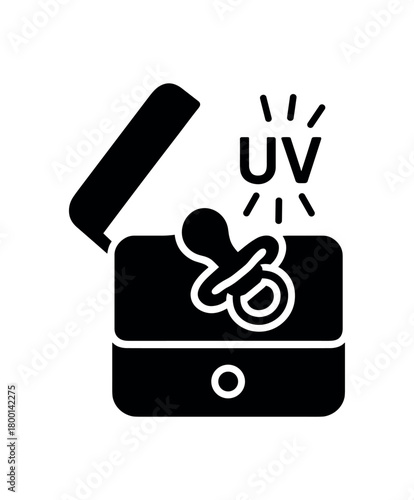 UV sterilizer box for pacifiers flat black solid vector illustration isolated on white background