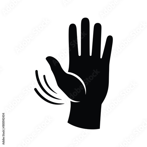 Hand waving gesture icon isolated on