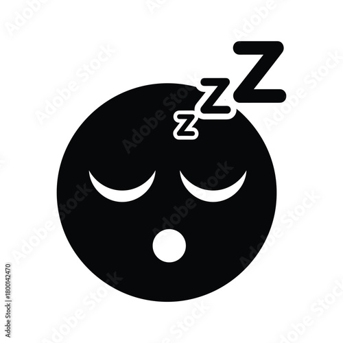 Sleeping face icon with zzz, isolated on