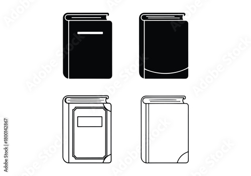 Collection of bound book icons in different styles - Vector icon symbol for website - Icon vector - Blue icon vector - Line and glyph solid icon set