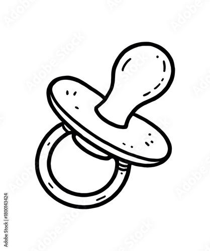 handdrawn cute doodle style pacifier vector line illustration